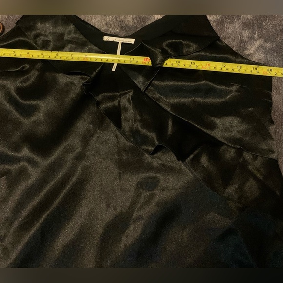 Anthropologie Woman Black Satin Ruffle Top. Large NWOT - Picture 7 of 7